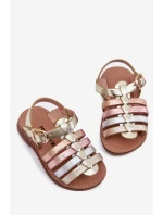 Sandałki Dziecięce Dziewczęce Z Eko Skóry Złote Mariana Sandałki Dziecięce Dziewczęce Z Eko Skóry Złote Mariana