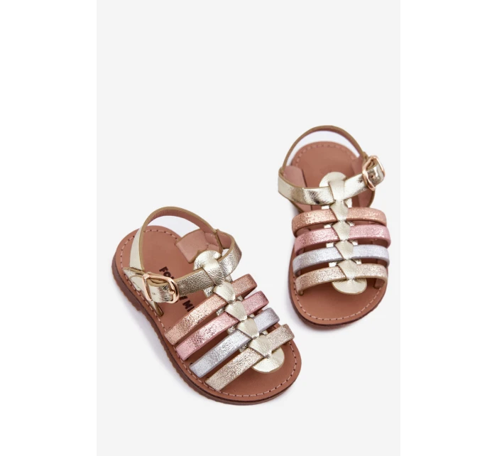 Sandałki Dziecięce Dziewczęce Z Eko Skóry Złote Mariana Sandałki Dziecięce Dziewczęce Z Eko Skóry Złote Mariana