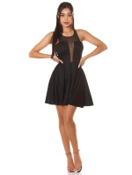 Dámske sexy mini šaty s priehľadným výstrihom 50226 Čierna - KouCla
