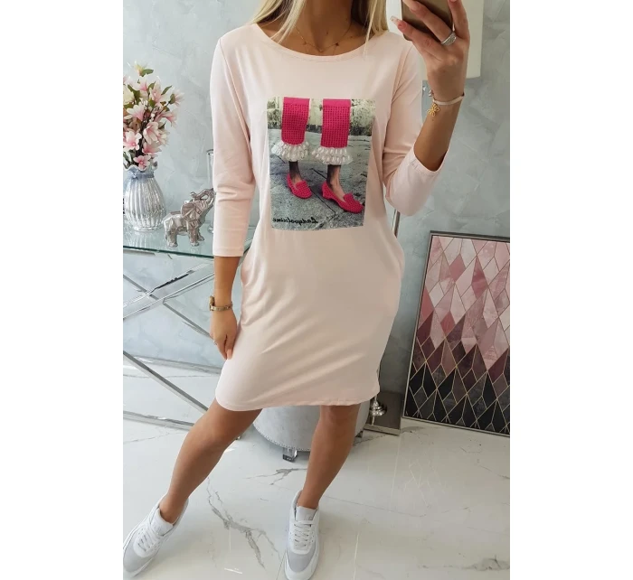 3D grafické šaty so zirkónmi v ružovej farbe 3D grafické šaty so zirkónmi v ružovej farbe