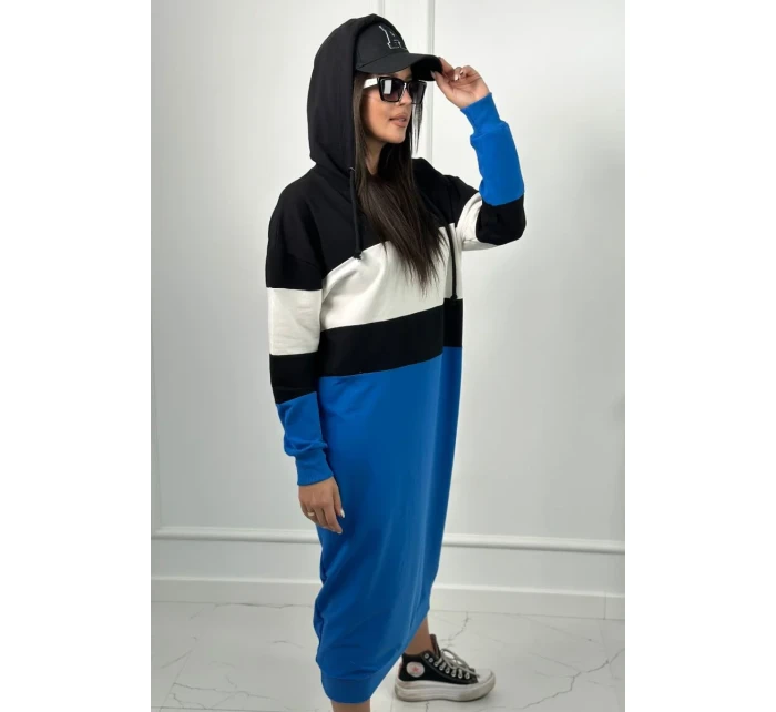 model 18856932 šaty s kapucí Černá + ecru + chrpa - K-Fashion model 18856932 šaty s kapucí Černá + ecru + chrpa - K-Fashion