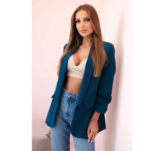 Bunda s klopami elegantná tmavá teal