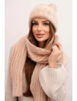 Dámska súprava klobúka a dlhého šálu z mäkkej priadze, béžová Dámska súprava klobúka a dlhého šálu z mäkkej priadze, béžová