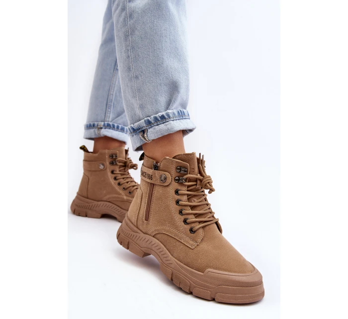 semišové dámské botky béžové model 21633117 - Boto