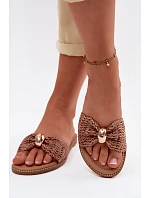 Dámské Pletené Sandály S Zlatým Detalem Hnědé Goldie