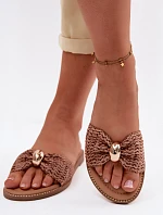 Dámske pletené sandále so zlatými detailmi Brown Goldie