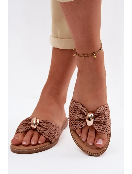 Dámske pletené sandále so zlatými detailmi Brown Goldie Dámske pletené sandále so zlatými detailmi Brown Goldie