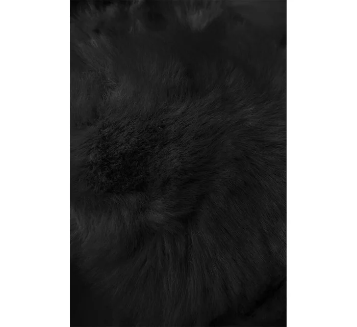 Čierna dámska zimná bunda s opaskom (5M3156-392)