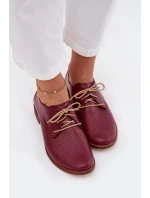 Dámské kožené elegantní šněrovací polobotky model 21707326 bordó - Zazoo