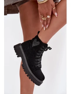 Dámské kotníkové boty s srdcem černé model 21708123 - Boto