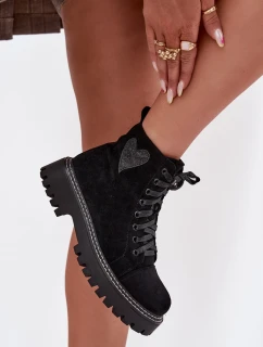 Dámské kotníkové boty s srdcem černé model 21708123 - Boto