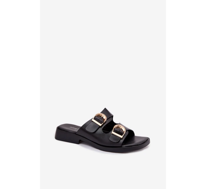 Dámské pantofle se zlatými sponami Černé Danelle