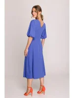 model 20966264 Šaty s puff rukávy modré - STYLOVE model 20966264 Šaty s puff rukávy modré - STYLOVE