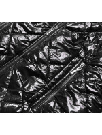 Lesklá čierna dámska bunda (BR9756-1)
