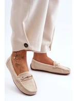 Damskie Klasyczne Zamszowe Mokasyny Beżowe Corinell