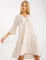 Šaty model 17408037 světle béžové - FPrice Šaty model 17408037 světle béžové - FPrice