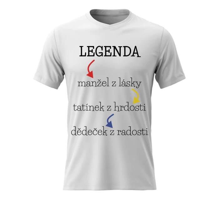 Pánské bavlněné tričko s potiskem - LEGENDA - bílé