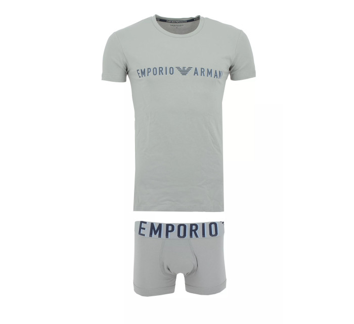 Pánska súprava trička a boxeriek 111604 4R516 05543 sivá - Emporio Armani