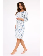 Dámská noční košile Ecru s modrou vzor model 21803129 - Cornette Dámská noční košile Ecru s modrou vzor model 21803129 - Cornette