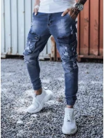 Modré pánske nohavice FashionStreet UX3285