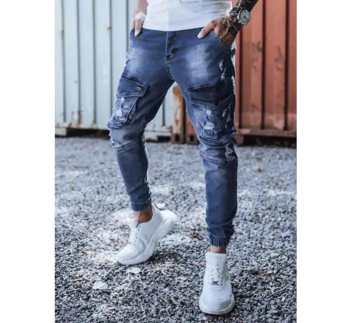 Modré pánske nohavice FashionStreet UX3285