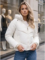 Dámská zimní prošívaná bunda s kapucí, bílá, FashionStreet TY6081