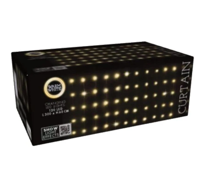 VIANOČNÉ STROMČEKY VONKAJŠIE/VNÚTORNÉ SVETELNÉ ZÁVESY 120 LED 300X60CM S DIAĽKOVÝM OVLÁDANÍM TEPLÁ BIELA