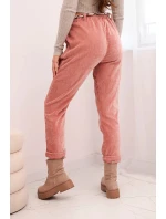 Dámske viskózové nohavice s opaskom na šatku tmavoružové Dámske viskózové nohavice s opaskom na šatku tmavoružové