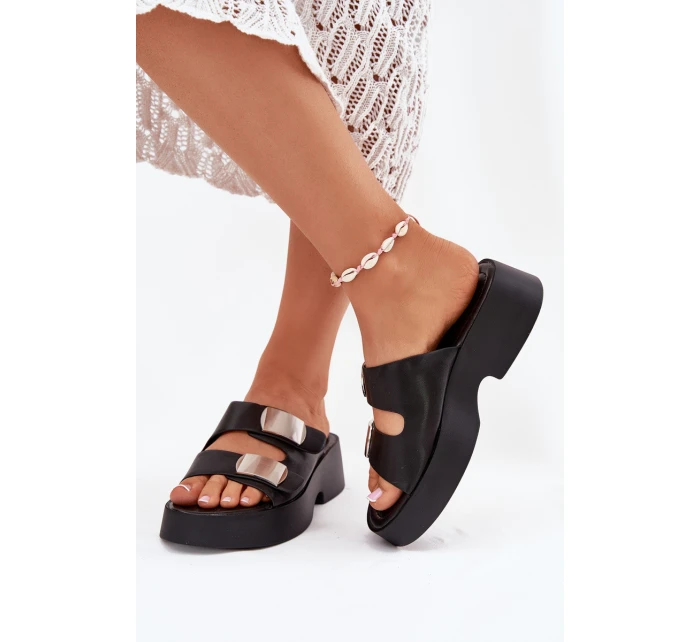 Dámské pantofle s pásky eko kůže černé model 21699326 - Boto Dámské pantofle s pásky eko kůže černé model 21699326 - Boto