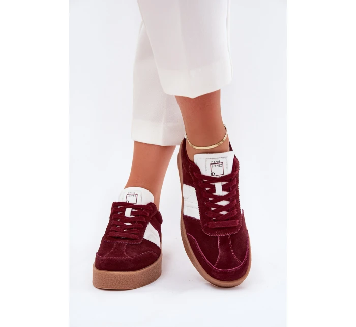 Zamszowe Sneakersy Damskie Daniel Lopez Just Dare SS2D4023 Bordowe