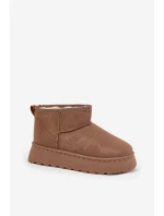 Śniegowce Damskie Na Platformie Ocieplane Futerkiem Khaki Vesirae Śniegowce Damskie Na Platformie Ocieplane Futerkiem Khaki Vesirae