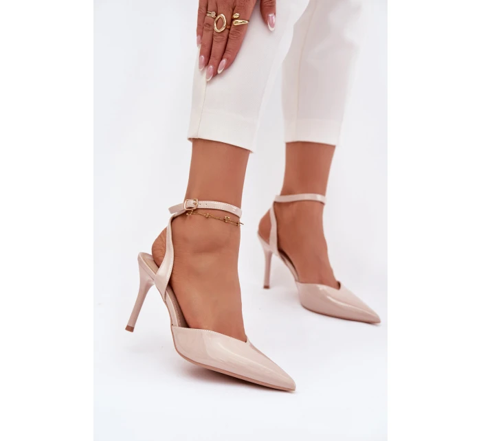 Lakované lodičky s patou béžové model 21788272 - Boto Lakované lodičky s patou béžové model 21788272 - Boto