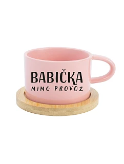 BABIČKA MIMO PROVOZ – ružový hrnček s makrónkou, 200 ml