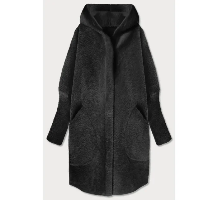 Dlhý čierny vlnený prehoz cez oblečenie typu "alpaka" s kapucňou (908) Dlhý čierny vlnený prehoz cez oblečenie typu "alpaka" s kapucňou (908)