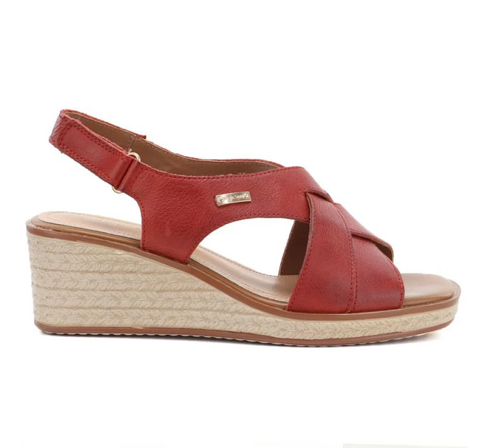 Sergio model 22117000 dámské vínové kožené sandály na platformě - LEONE