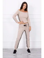 Súprava s dvojitými pruhmi béžová+čierna Súprava s dvojitými pruhmi béžová+čierna