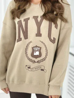 Bavlnená súprava, zateplená mikina + legíny svetlo béžová