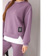 Dámský komplet s s volnou mikinou a tepláky fialový model 21808629 - K-Fashion Dámský komplet s s volnou mikinou a tepláky fialový model 21808629 - K-Fashion