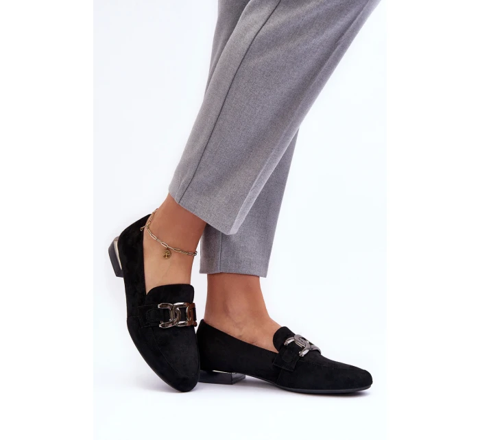 Dámské mokasíny s ozdobou černá model 21636080 - SERGIO LEONE