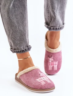 Kapcie Damskie Z Reniferem I Futerkiem Inblu CT000034 Różowe