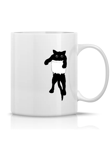 KOCOUR V KAPSULI - klasický biely keramický hrnček 300 ml