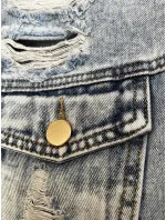 Dámska svetlomodrá voľná bunda s rozparky (W024)