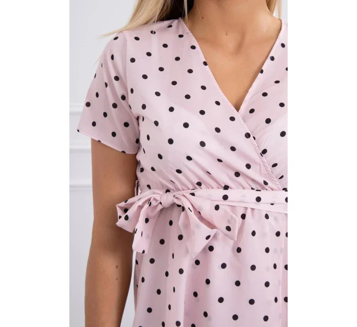 Púdrovo ružové bodkované šaty