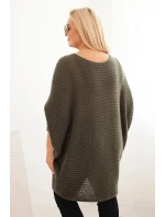 Dámský svetr Plus Size s model 21798603 pončo khaki - K-Fashion Dámský svetr Plus Size s model 21798603 pončo khaki - K-Fashion