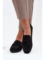 Loafersy Mokasyny Damskie Płaskie Czarne Roseline