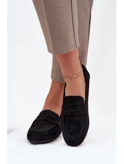 Loafersy Mokasyny Damskie Płaskie Czarne Roseline