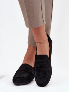 Loafersy Mokasyny Damskie Płaskie Czarne Roseline