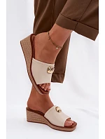 Dámske sandále na platforme s imitáciou pleteniny Sergio Leone KL325 Beige Dámske sandále na platforme s imitáciou pleteniny Sergio Leone KL325 Beige