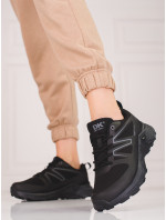 Moderné trekingové topánky dámske čierne bez podpätku