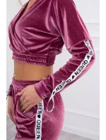 Velúrová súprava s nápisom Queen tmavo ružová Velúrová súprava s nápisom Queen tmavo ružová